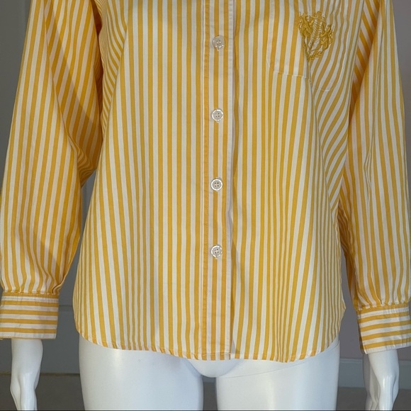 Rafaella Petites Button Down Shirt in Yellow and White Stripes size 8 - Picture 10 of 11